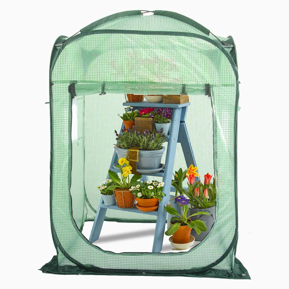 porayhut Pop Up Greenhouse Tent front view with zippered door