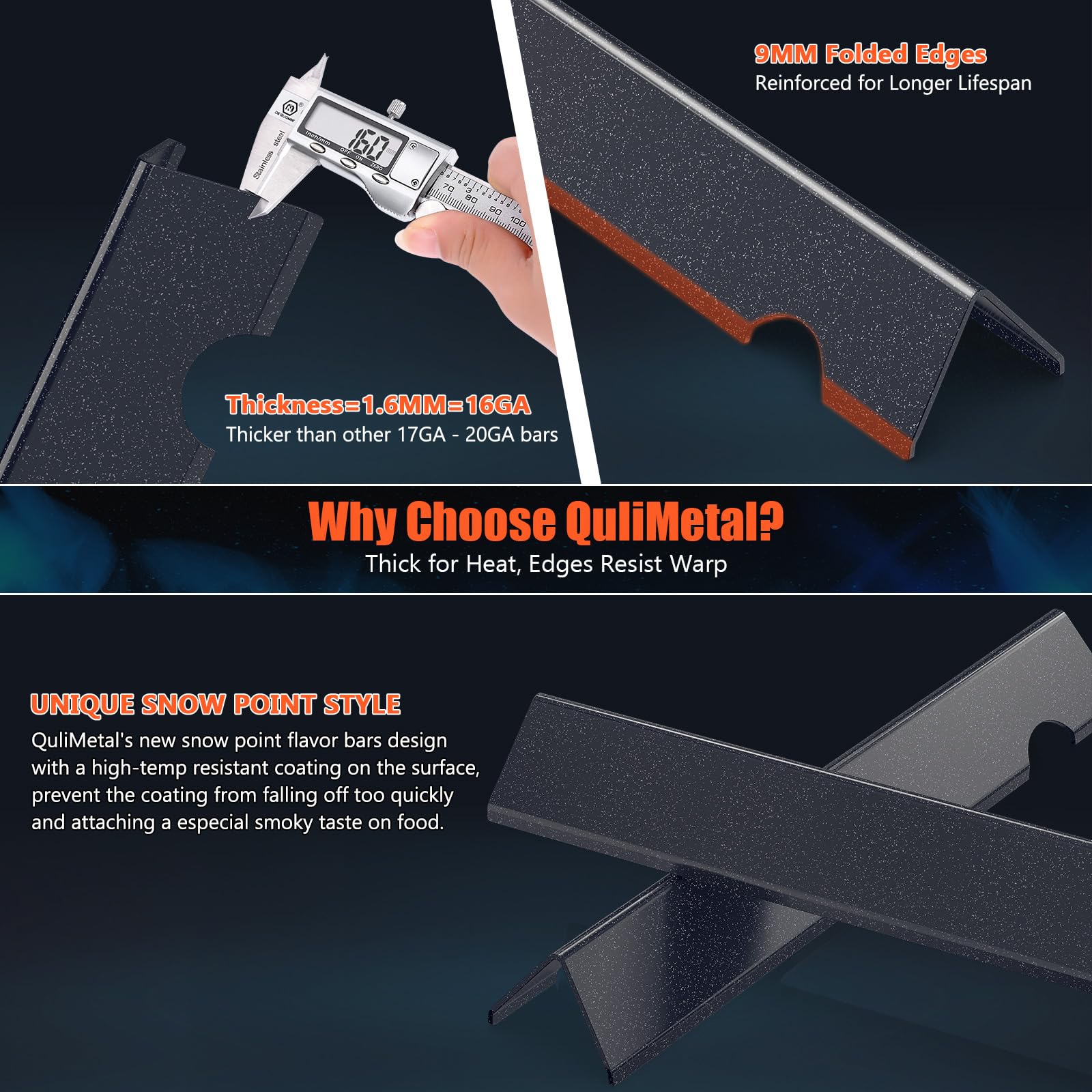 Porcelain steel construction of QuliMetal Flavorizer Bars