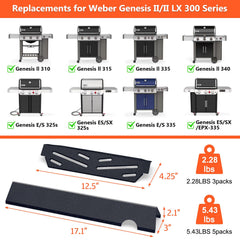 Porcelain steel heat deflector for Weber Genesis II grill, set of 3