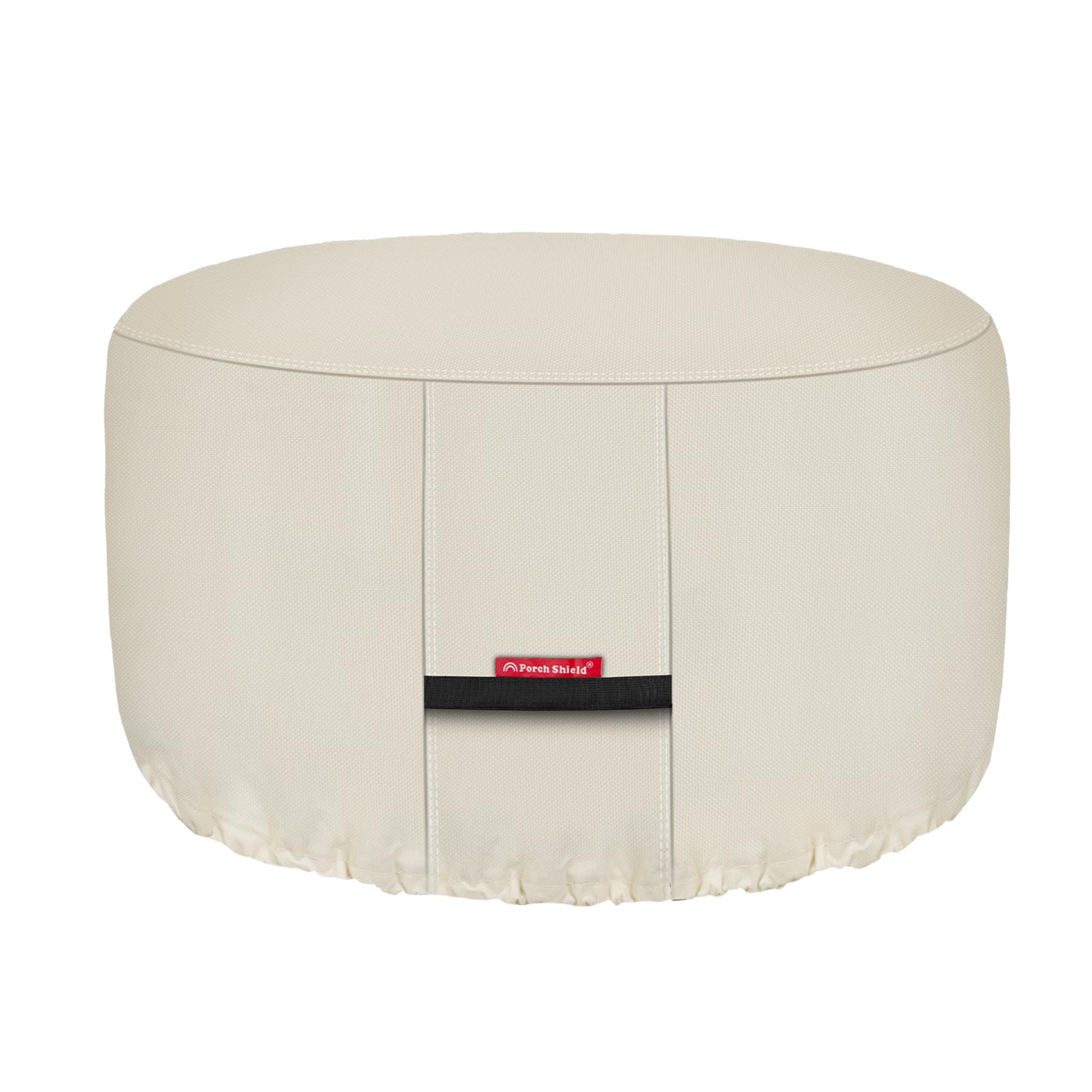 Porch Shield 600D Round Patio Fire Pit Table Cover beige front view