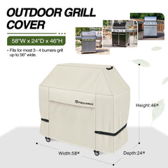 Porch Shield BBQ Grill Cover 56 inch light tan side view
