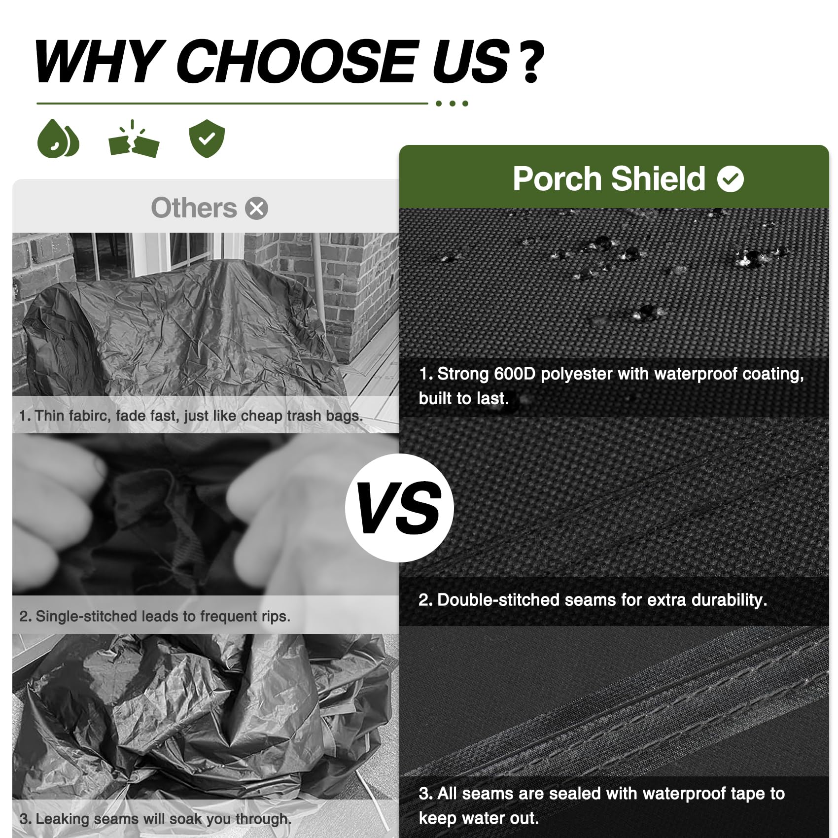 Porch Shield chair cover back with large air vent