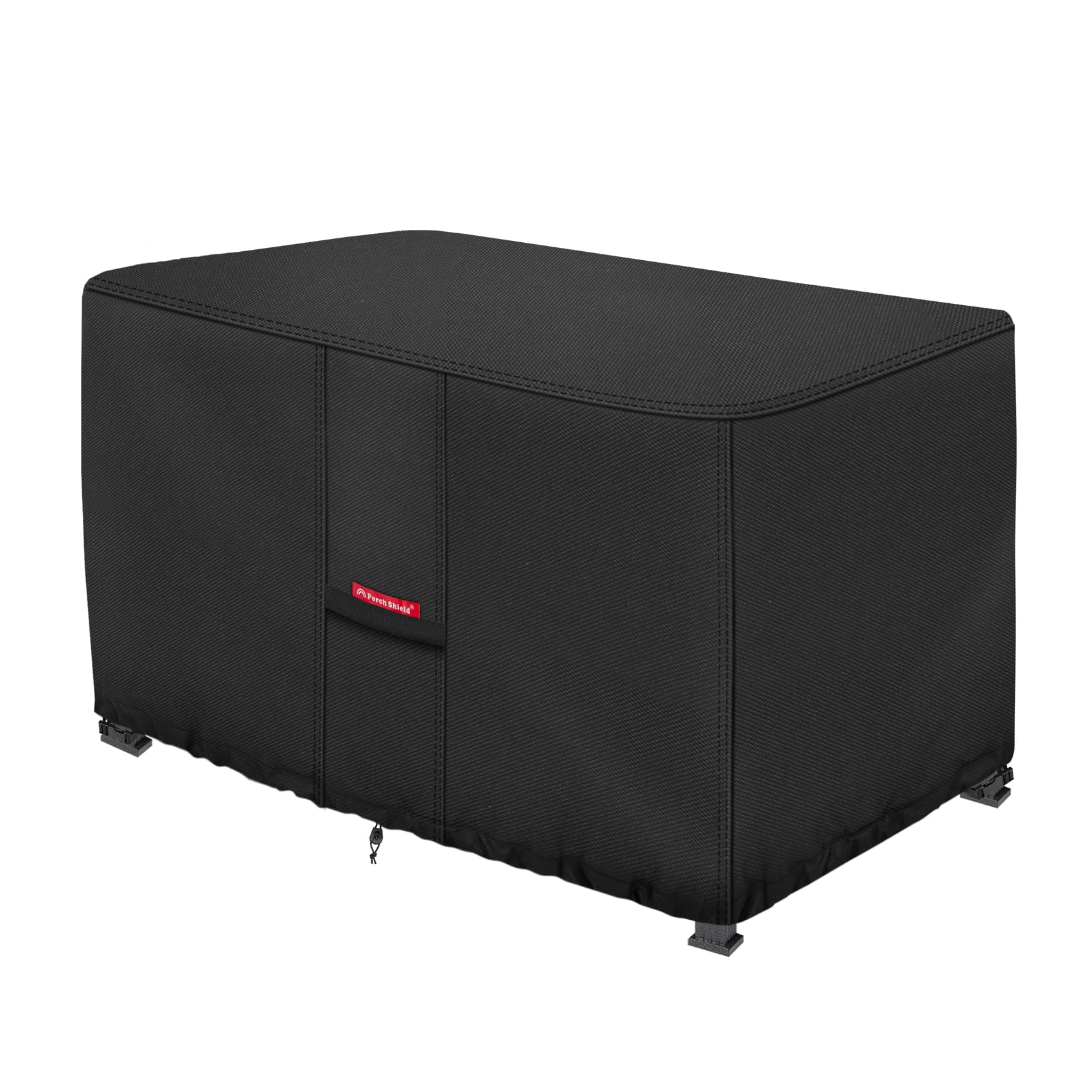 Porch Shield fire pit cover black front view 48x24 inches