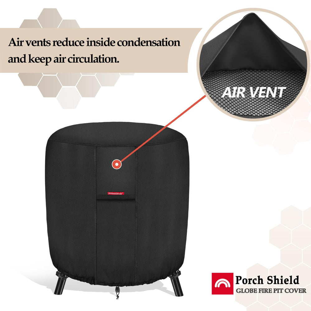 Porch Shield fire pit cover featuring large air vents