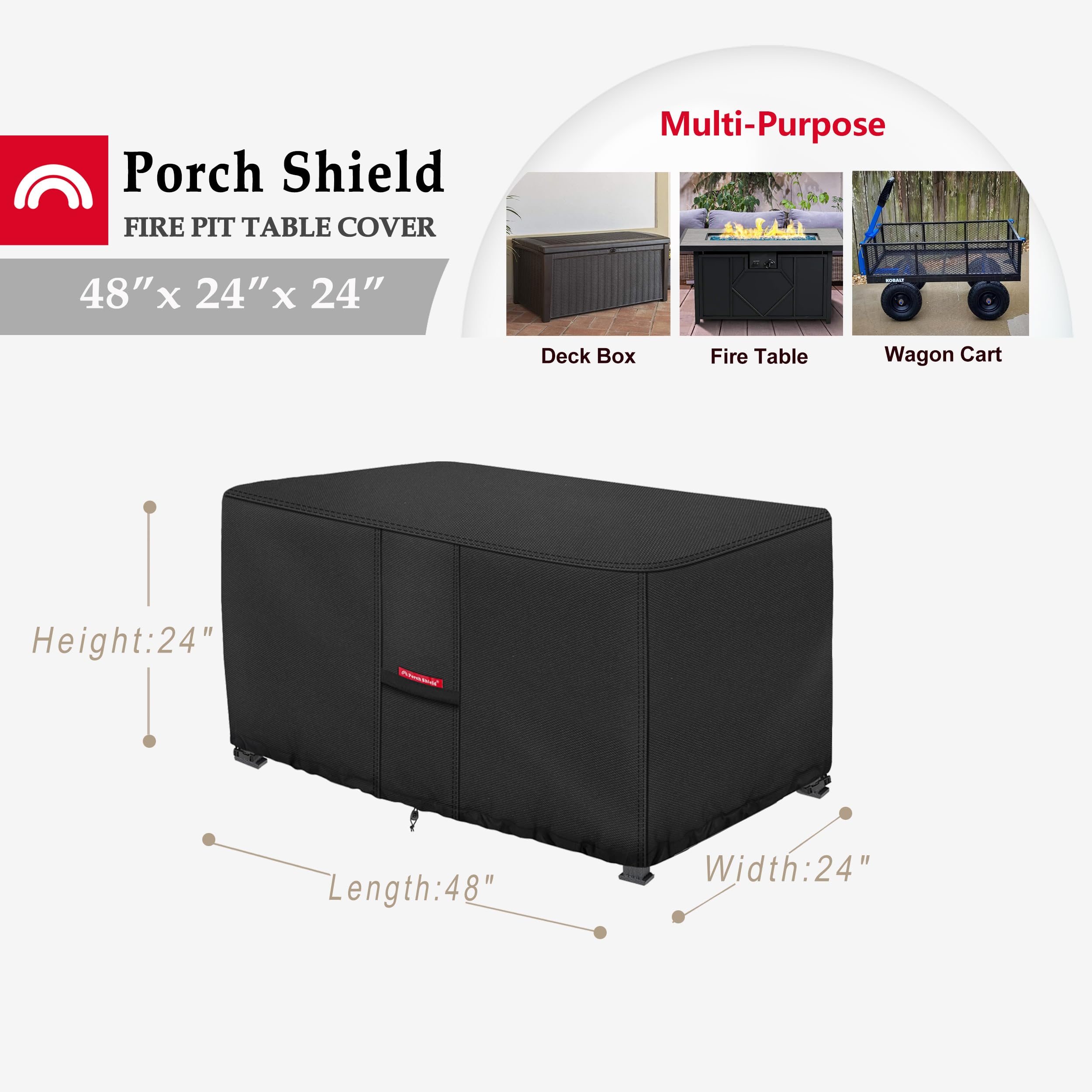 Porch Shield fire pit cover showing adjustable hem cord