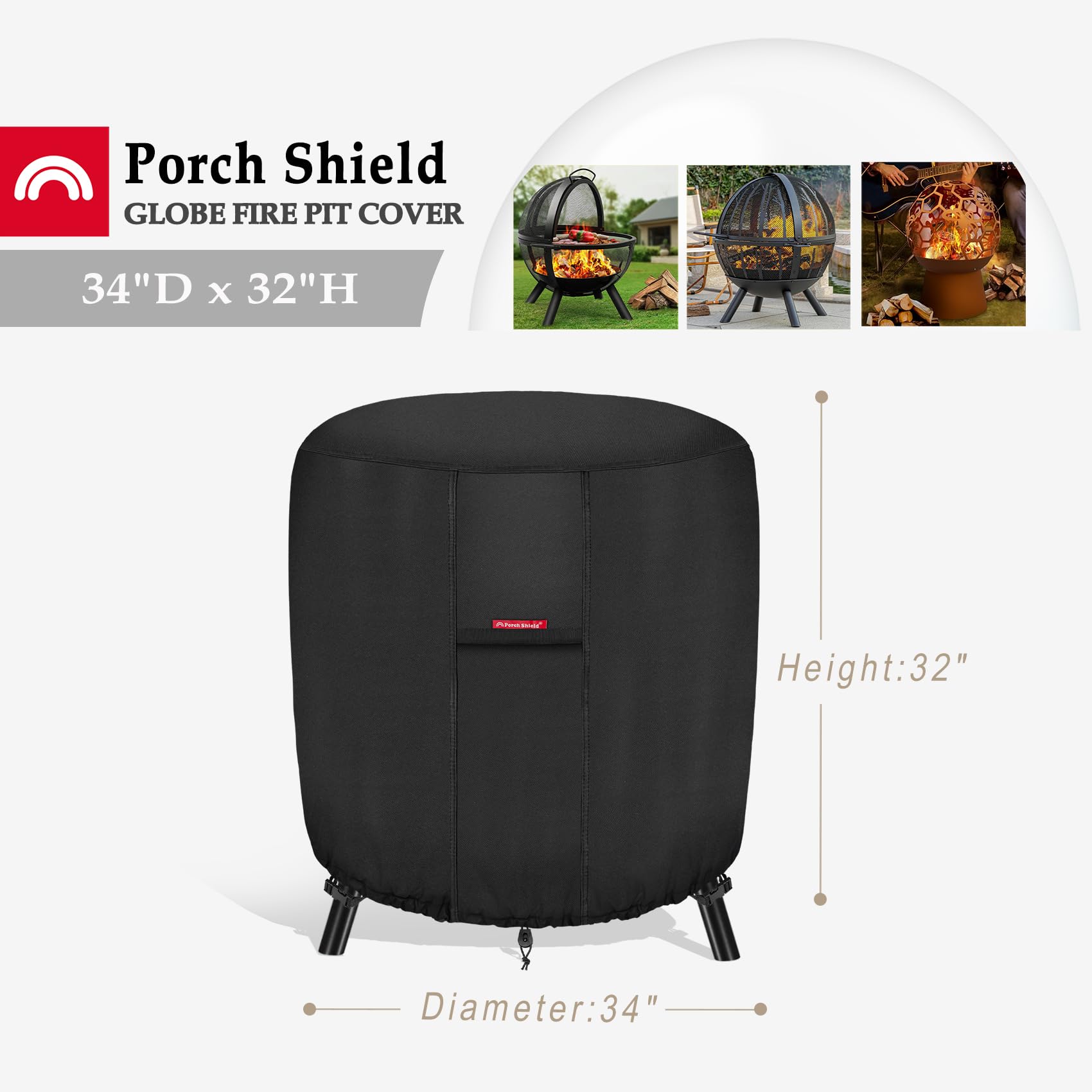 Porch Shield fire pit cover showing waterproof material close-up