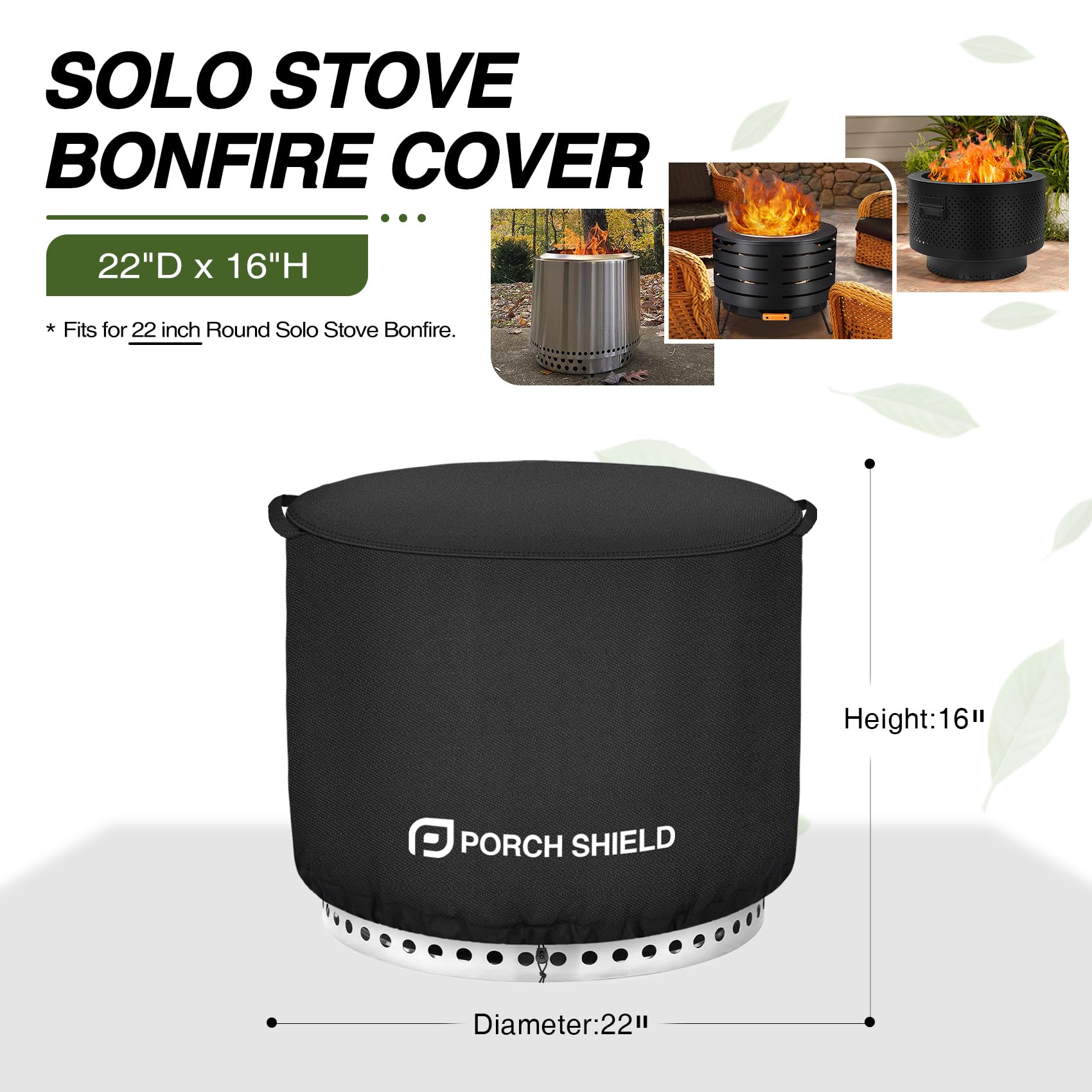 Porch Shield Fire Pit Cover side view showing elastic hem