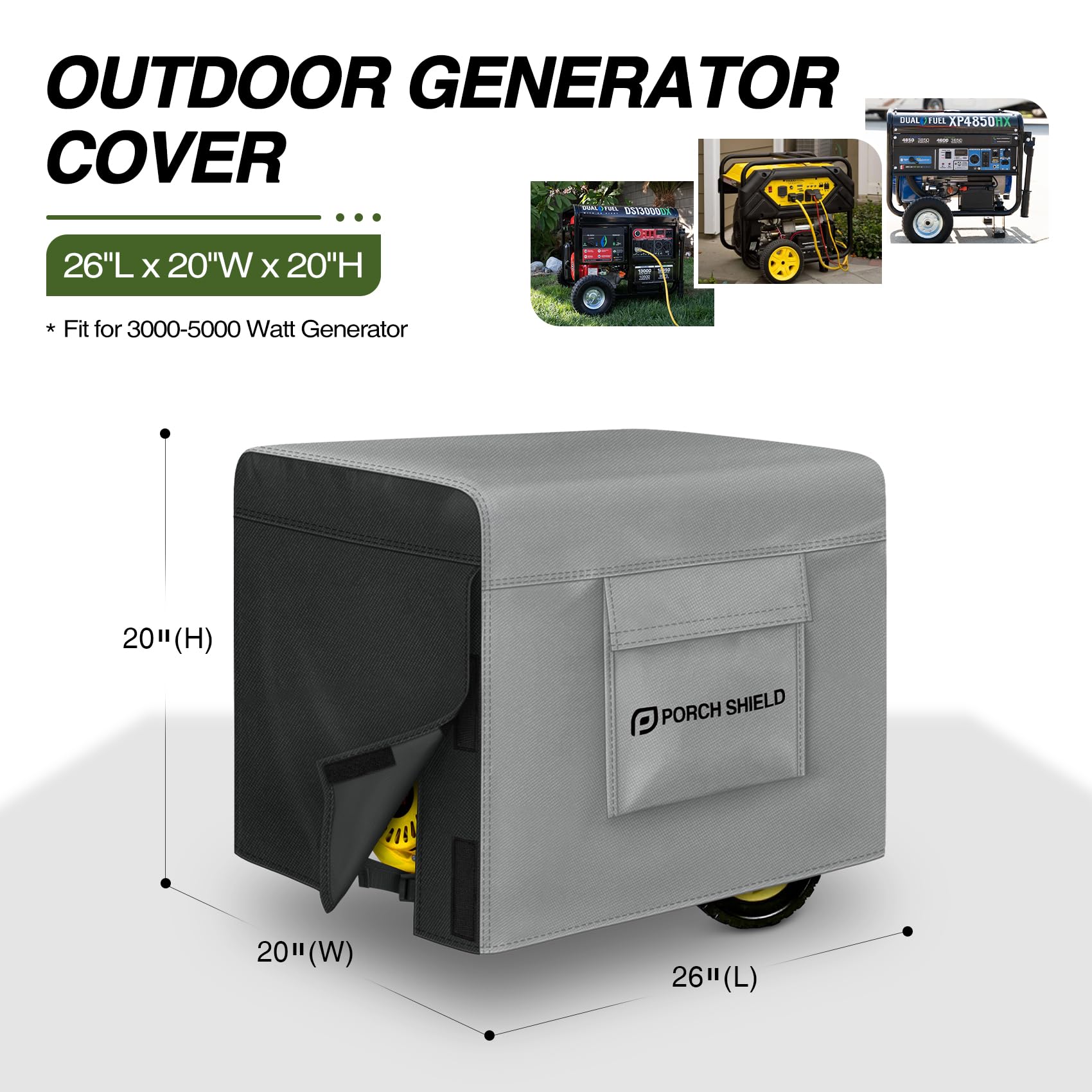 Porch Shield Generator Cover 3000-5000W side view