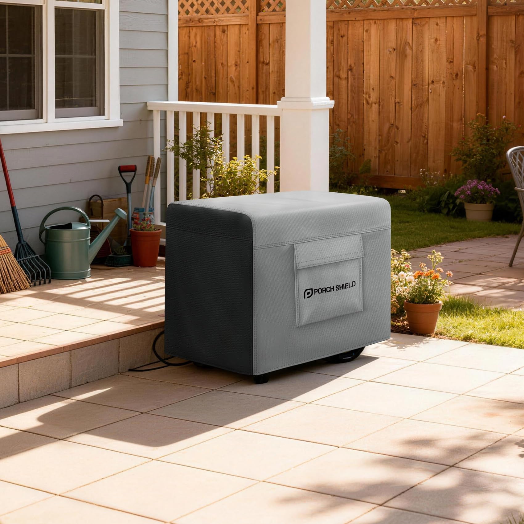 Porch Shield Generator Cover in Black and Gray