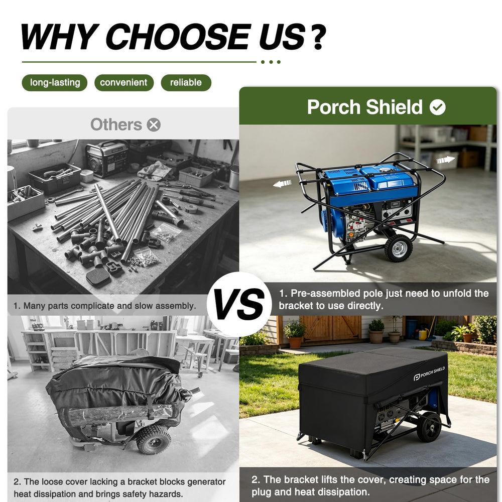 Porch Shield Generator Cover in black colour for outdoor use