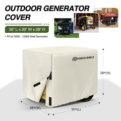 Porch Shield Generator Cover side view showing dimensions