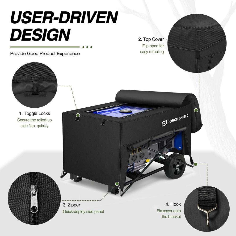 Porch Shield Generator Cover with generator underneath