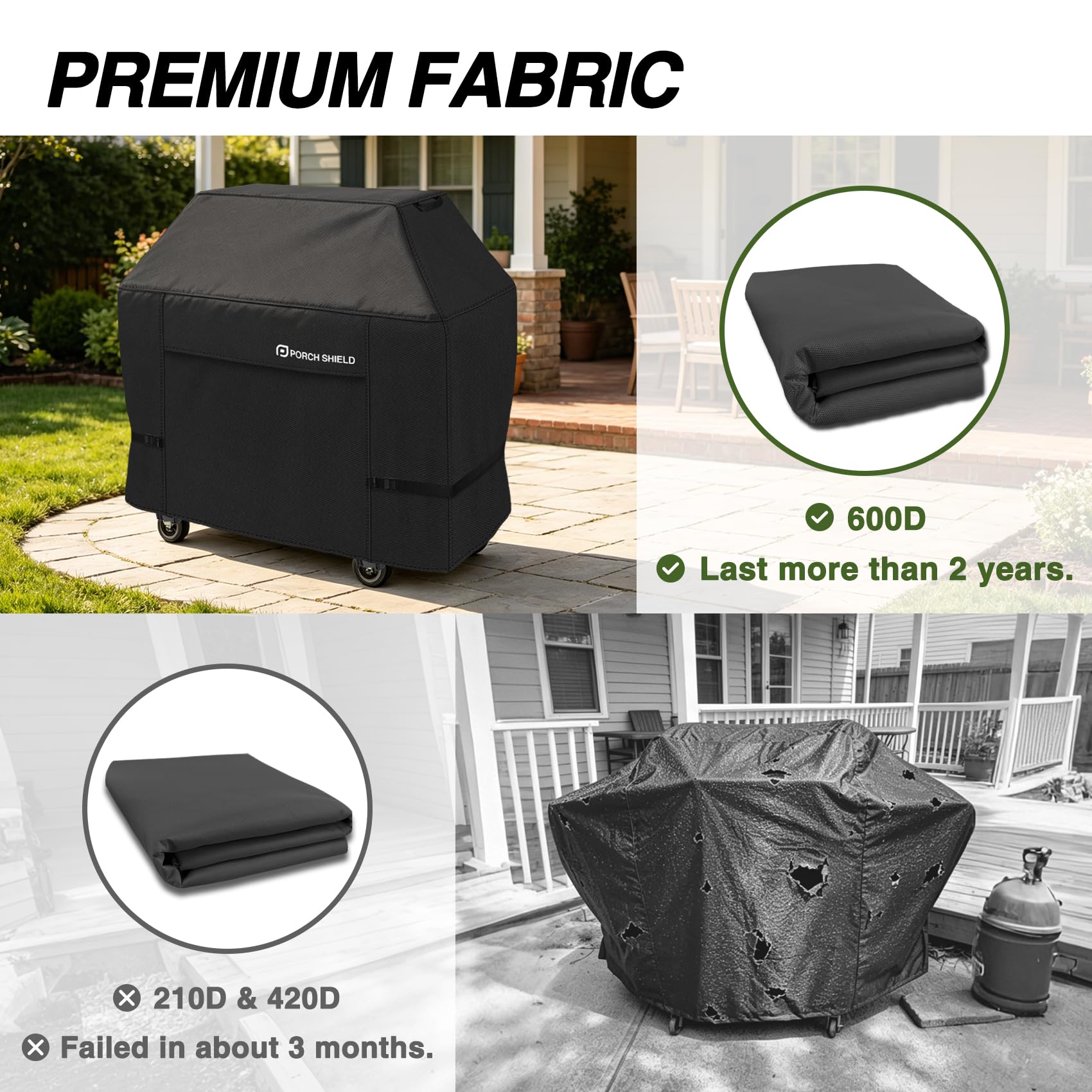 Porch Shield grill cover with air vents for ventilation