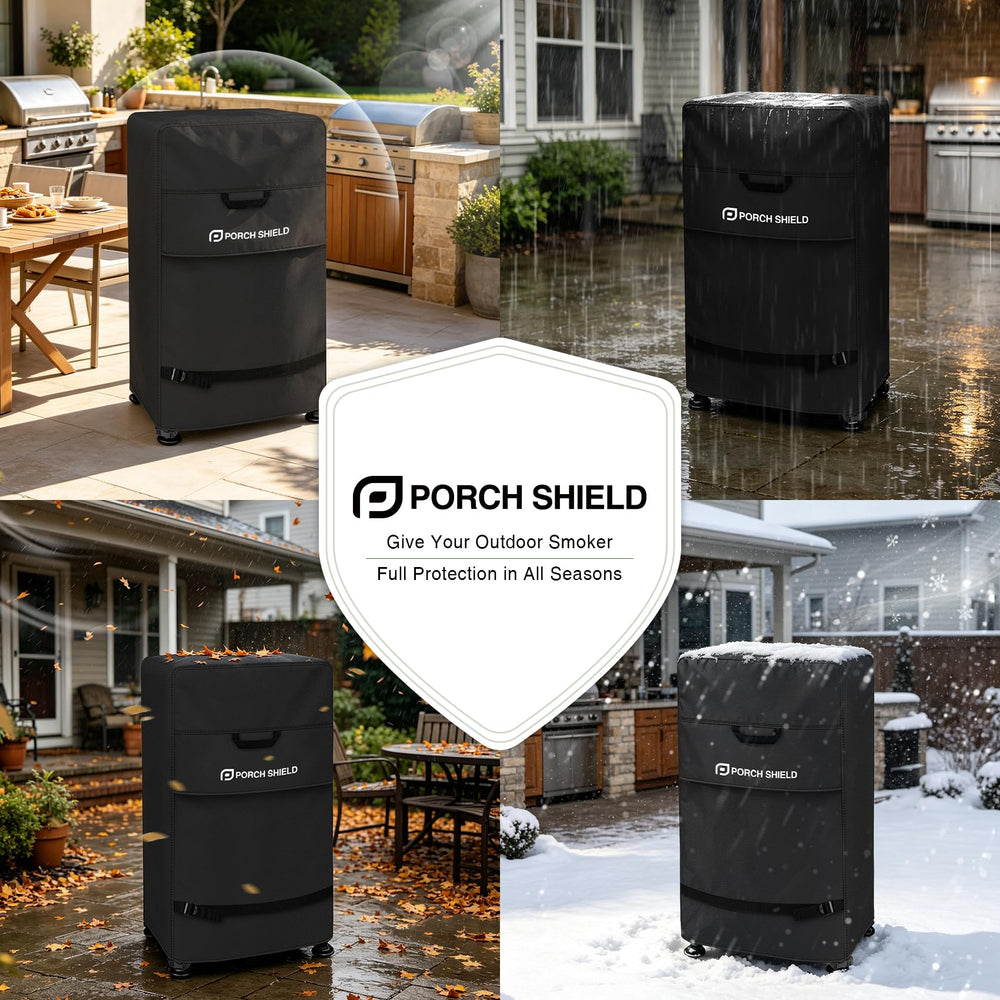 Porch Shield Outdoor Smoker Cover in use on an electric smoker