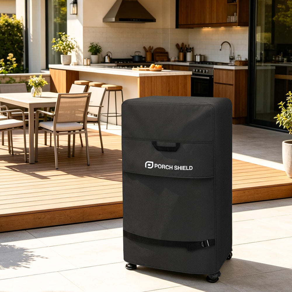 Porch Shield Outdoor Smoker Cover packaged for shipping