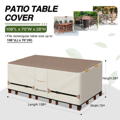 Porch Shield patio table cover showing adjustable click-close straps