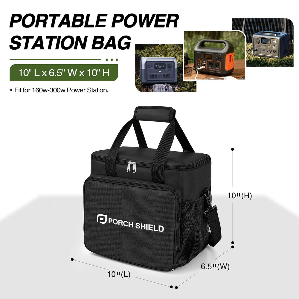 Porch Shield Power Station Bag side view showing dimensions
