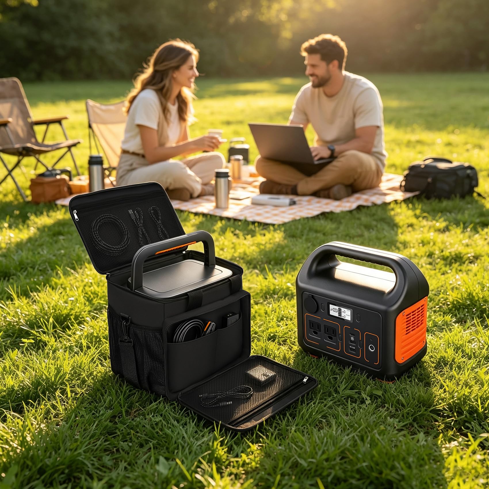 Porch Shield Power Station Bag with accessories inside