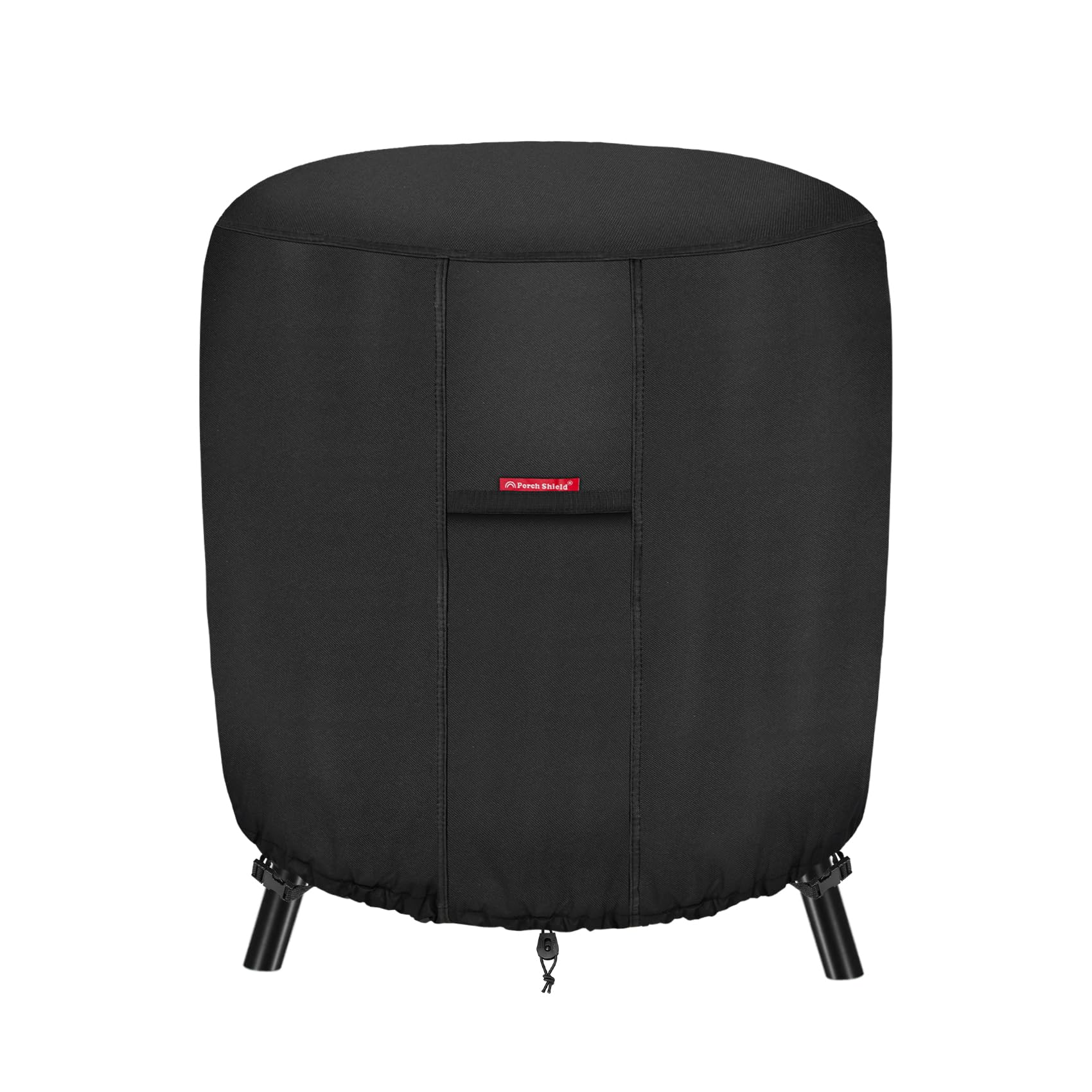 Porch Shield round fire pit cover 34"D x 32"H, black front view