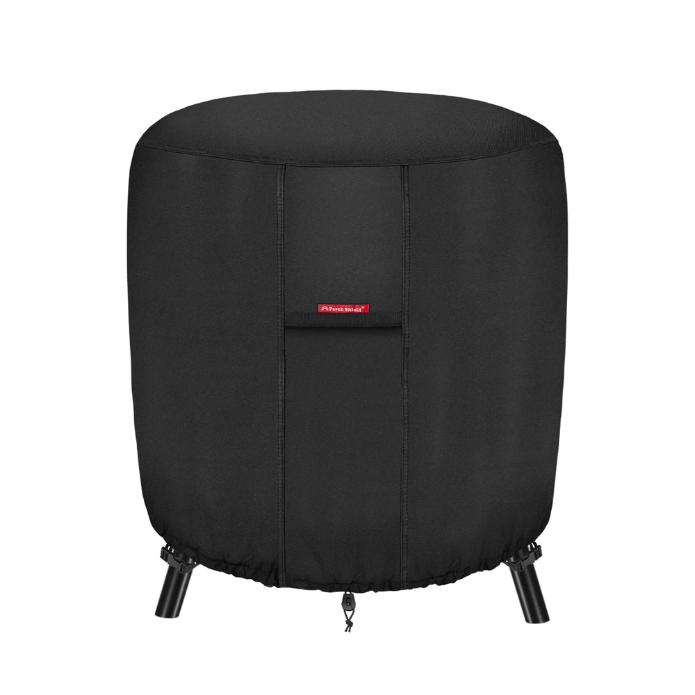 Porch Shield round fire pit cover 34"D x 32"H, black front view