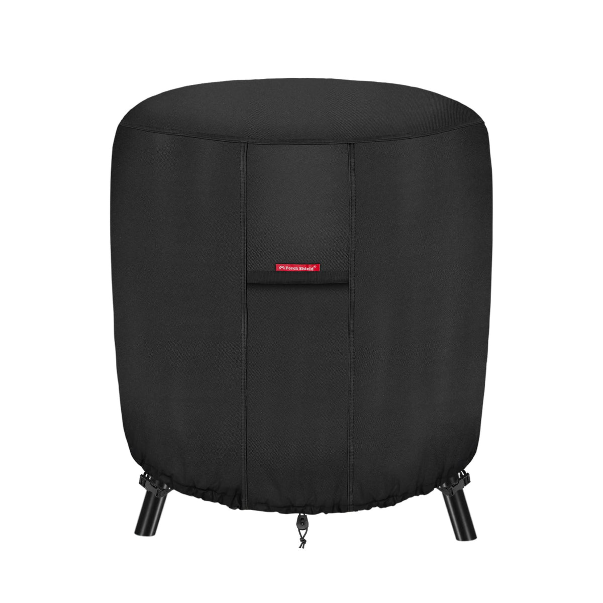 Porch Shield round fire pit cover 34"D x 32"H, black front view
