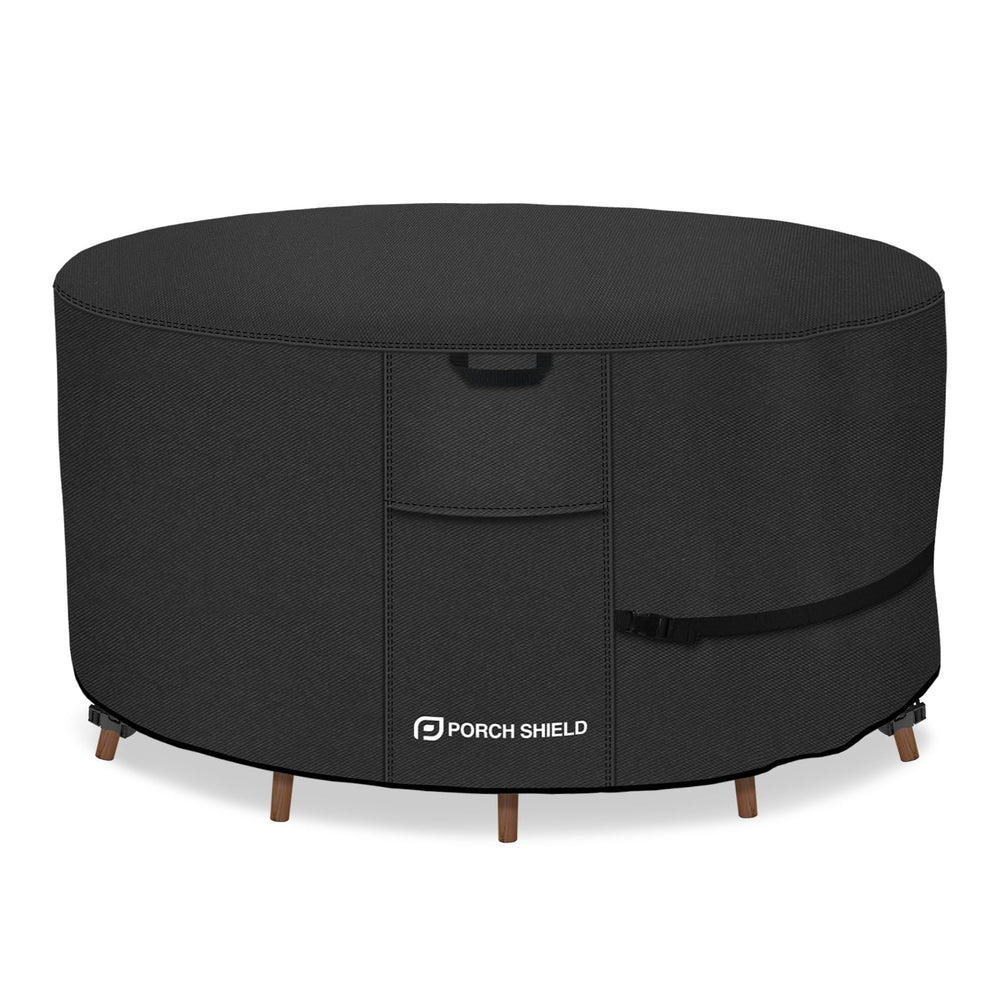 Porch Shield Round Patio Table Cover 96 inch black front view