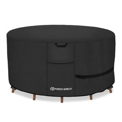 Porch Shield Round Patio Table Cover 96 inch black front view