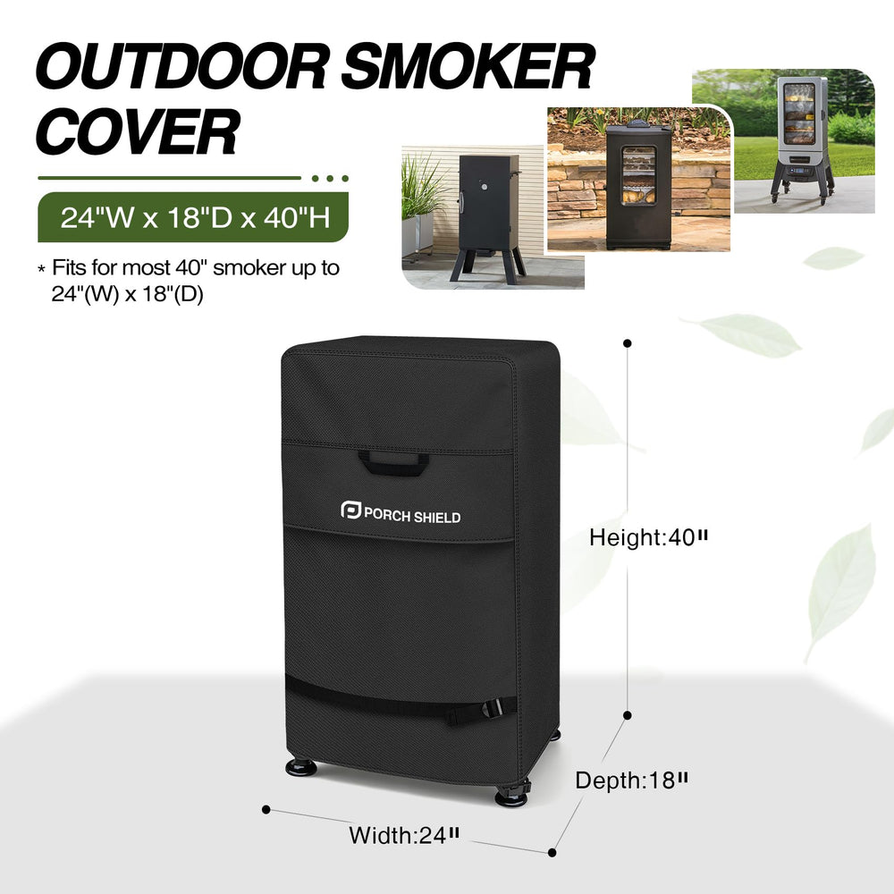 Porch Shield smoker cover showing adjustable buckle straps