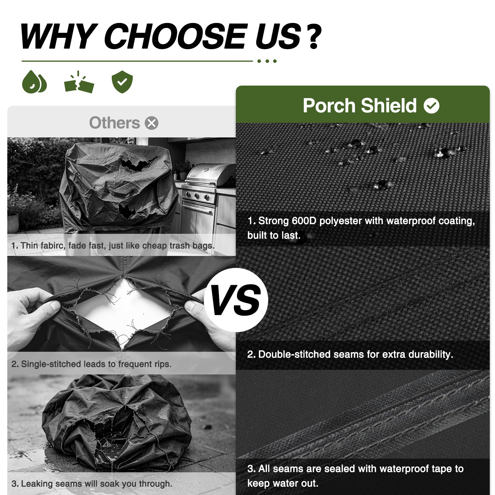 Porch Shield smoker cover, side view with air vents