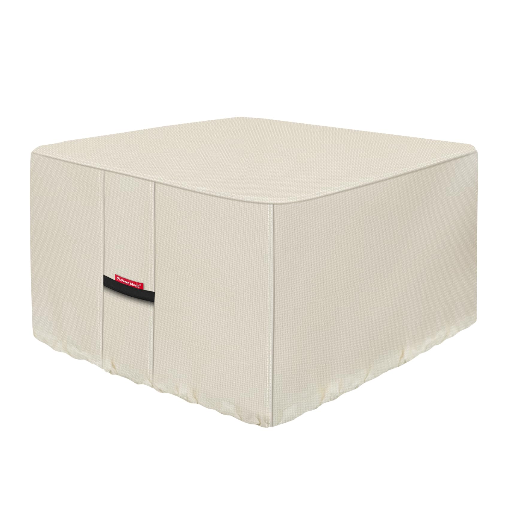 Porch Shield Square Patio Fire Pit Table Cover front view, Beige