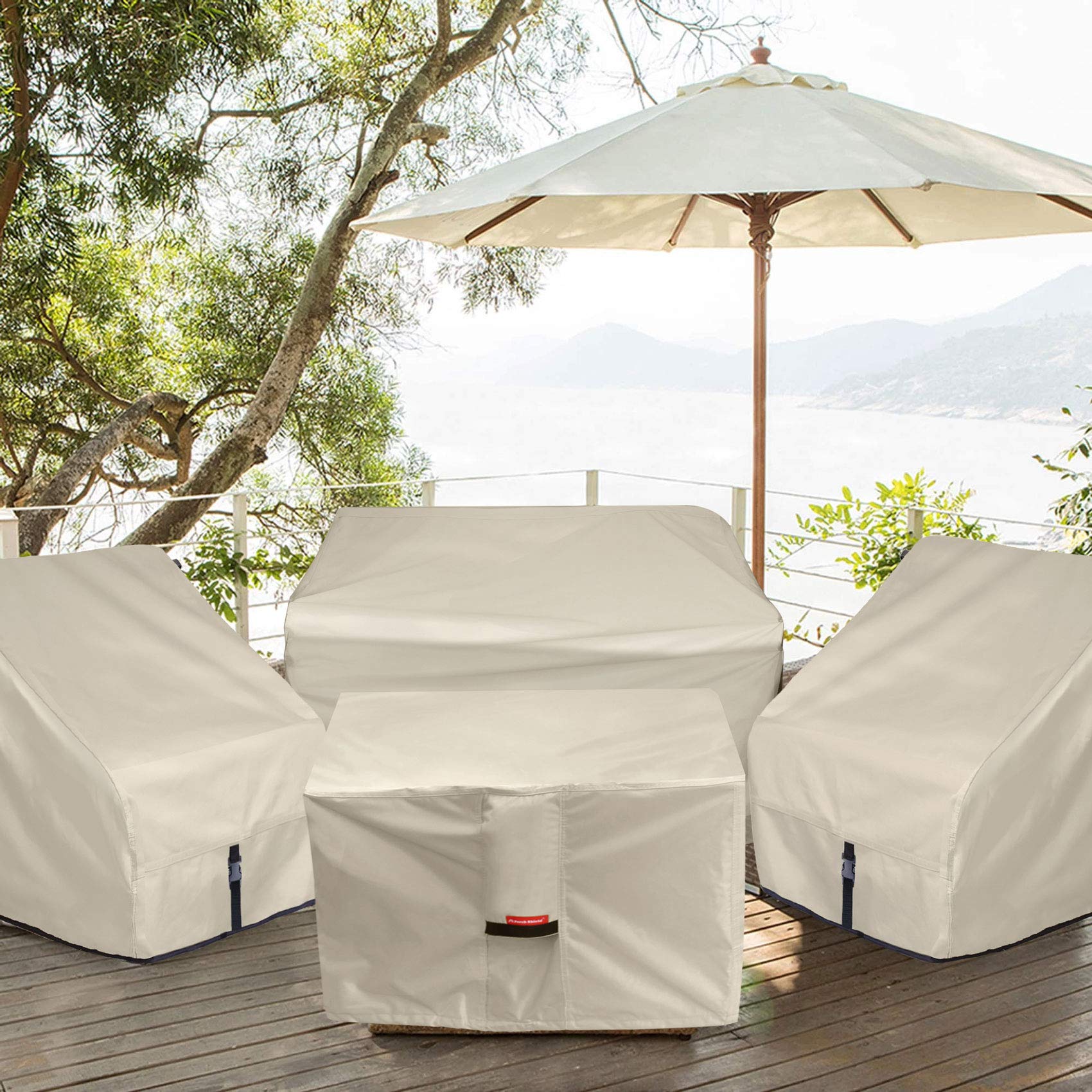 Porch Shield Square Patio Fire Pit Table Cover showing air vents
