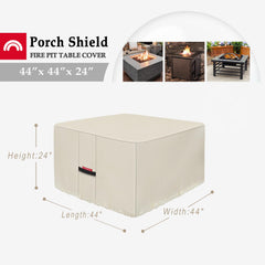 Porch Shield Square Patio Fire Pit Table Cover side view with handles