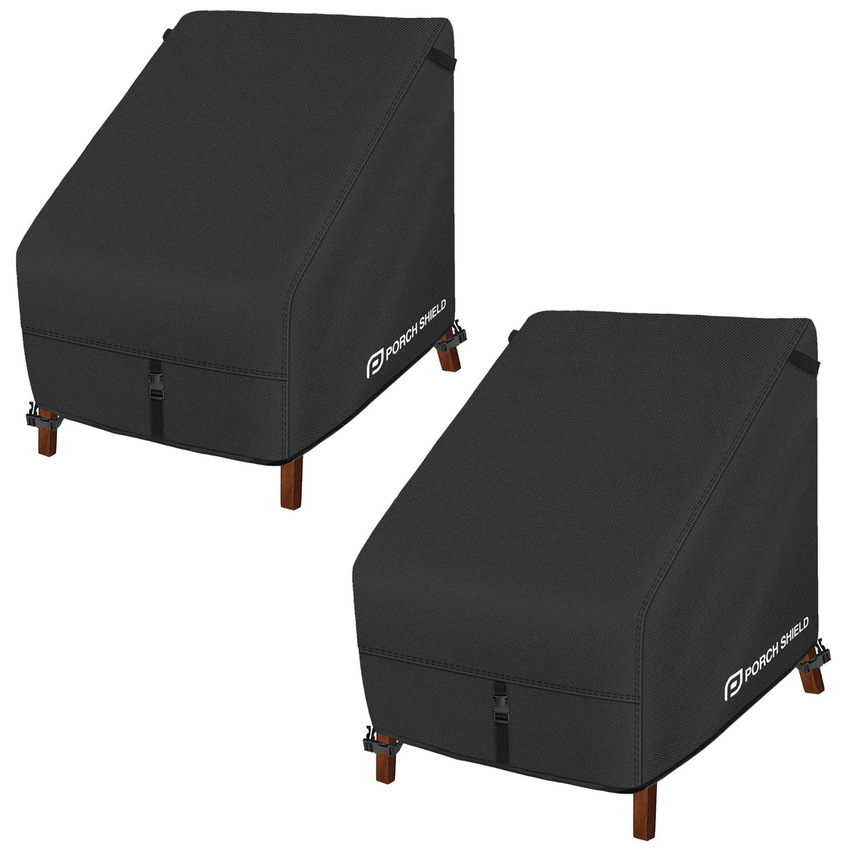 Porch Shield Waterproof Patio Chair Cover 2 Pack, black, front view