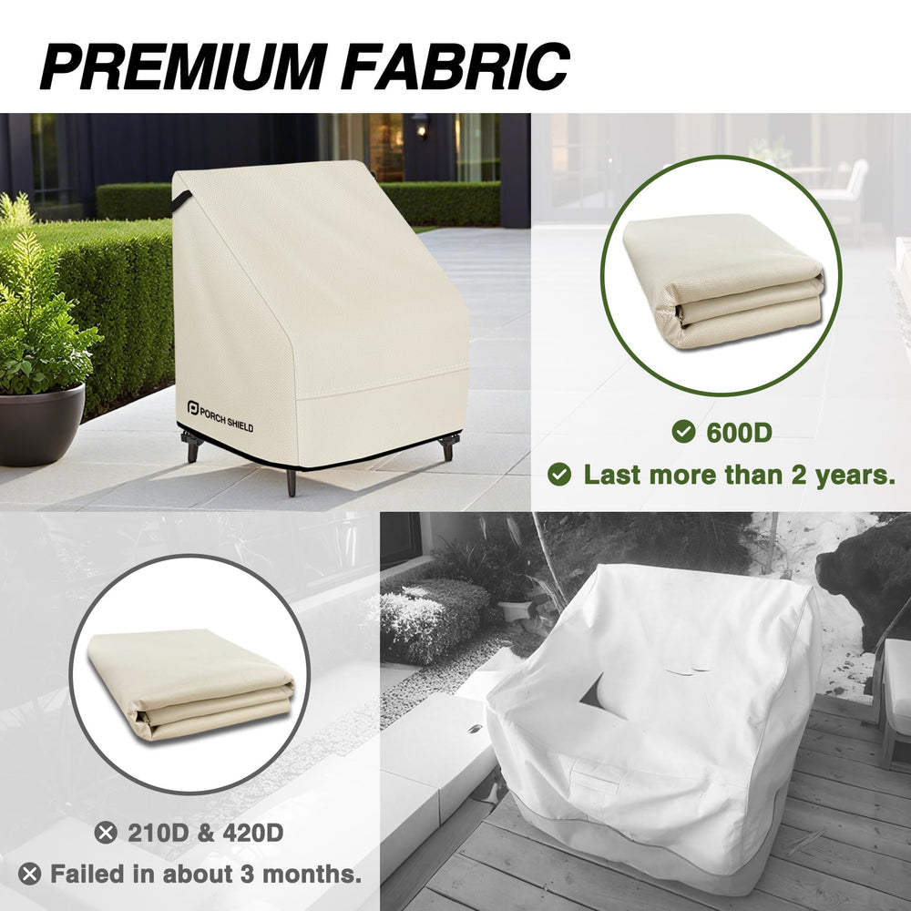 Porch Shield Waterproof Patio Chair Cover beige back view