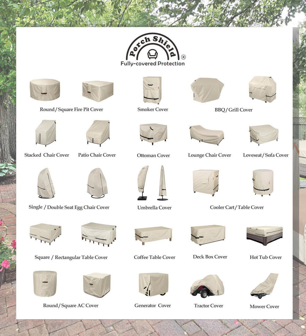 Porch Shield Waterproof Patio Chair Cover beige in packaging