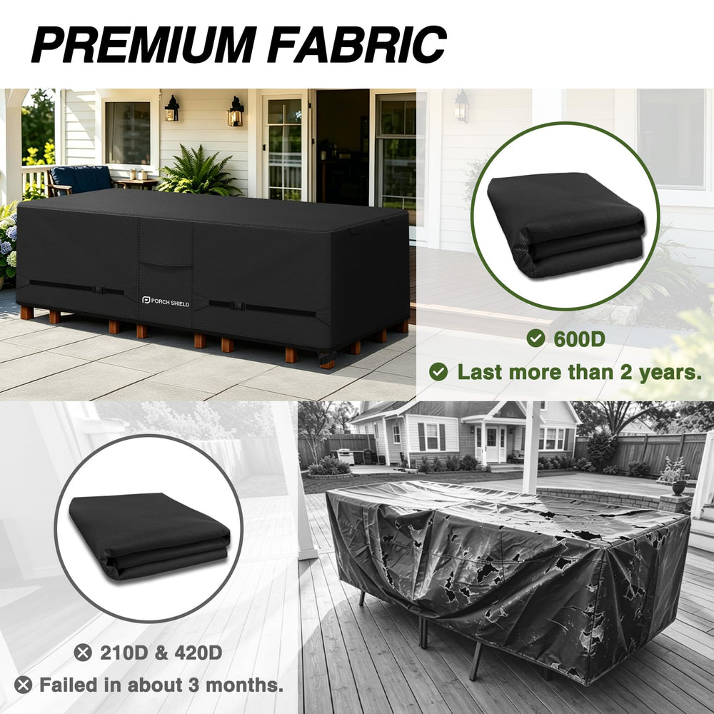 Porch Shield Waterproof Rectangular Patio Table Cover 84x56 inch, Black in outdoor setting