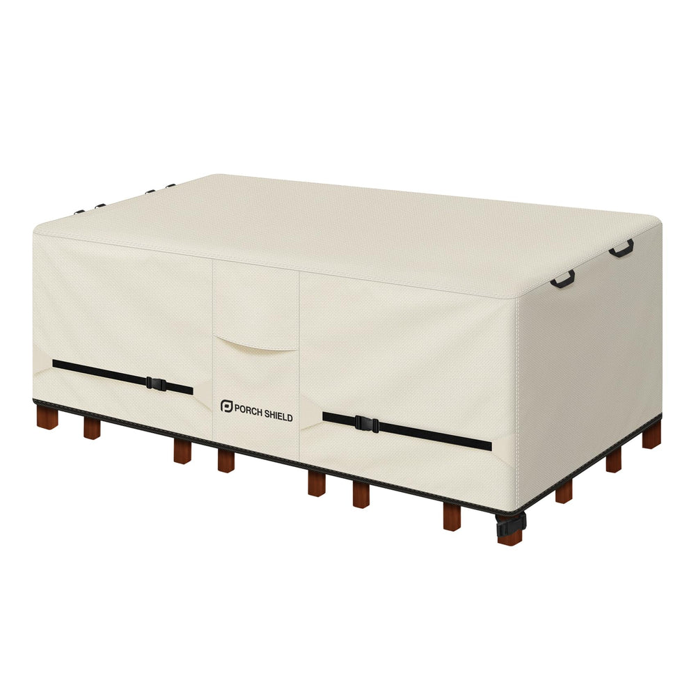 Porch Shield Waterproof Rectangular Patio Table Cover beige front view