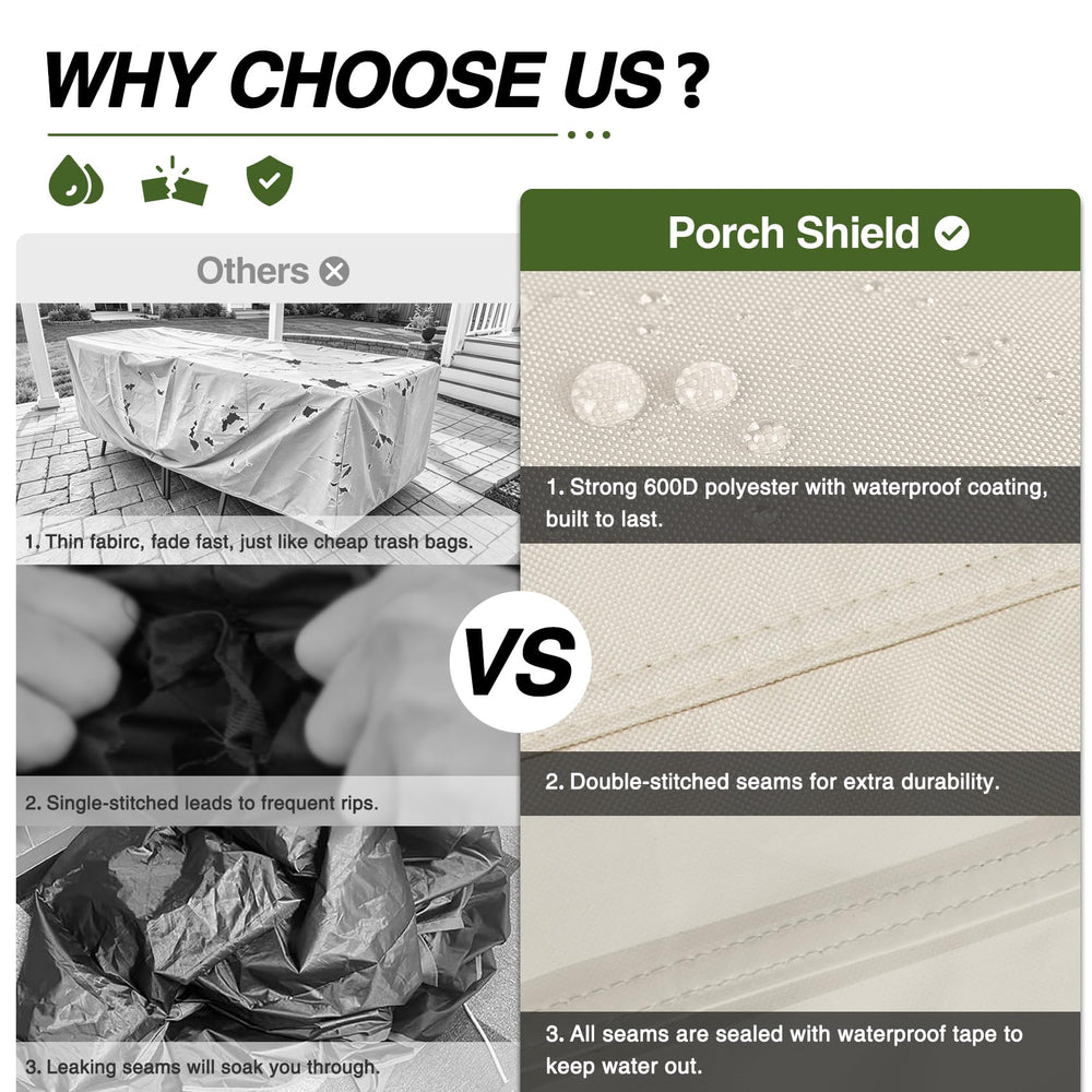 Porch Shield Waterproof Rectangular Patio Table Cover beige with handles