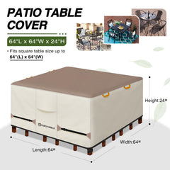 Porch Shield Waterproof Square Patio Table Cover side view
