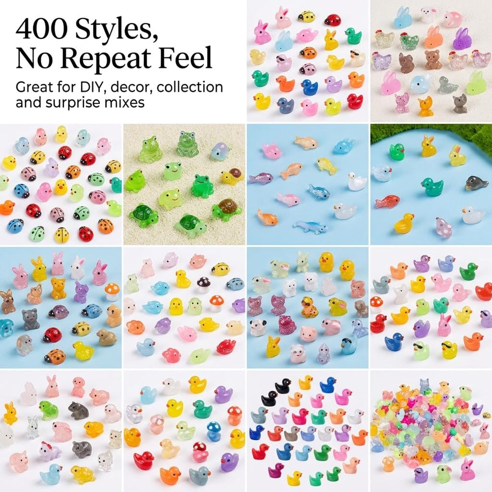 Portable box containing Teenzee mini resin animals