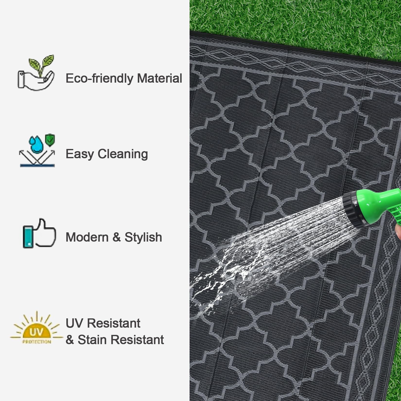 Portable Garvee outdoor rug packed in carrier bag