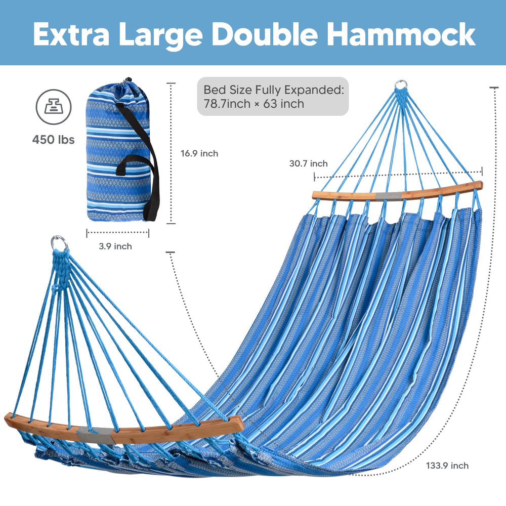 Portable SUNCREAT hammock in drawstring bag