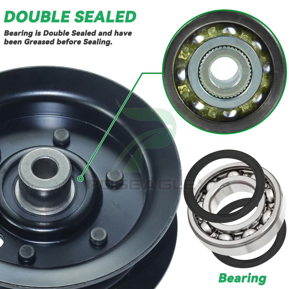 POSEAGLE 132-9420 Flat Idler Pulley showing outer and inner diameters