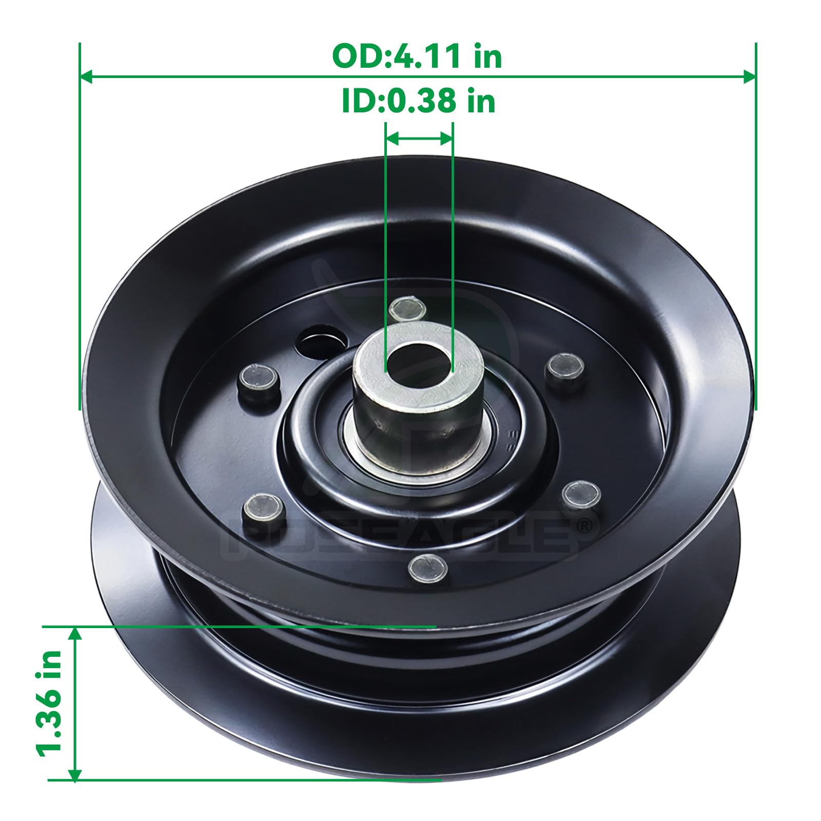 POSEAGLE 132-9420 Flat Idler Pulley side view showing precision machining