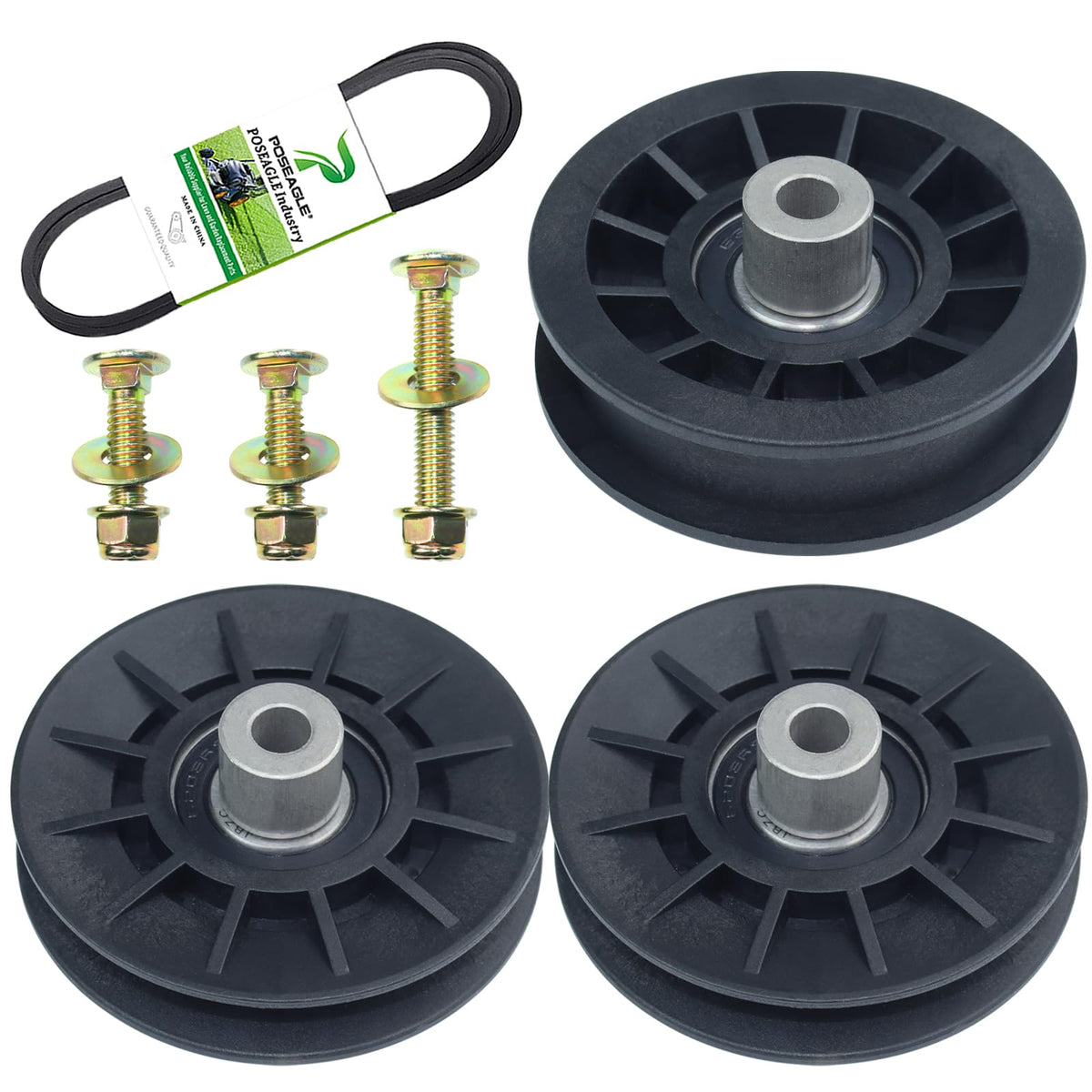 POSEAGLE 2PK Idler Pulley Set with Drive Belt and Hardware