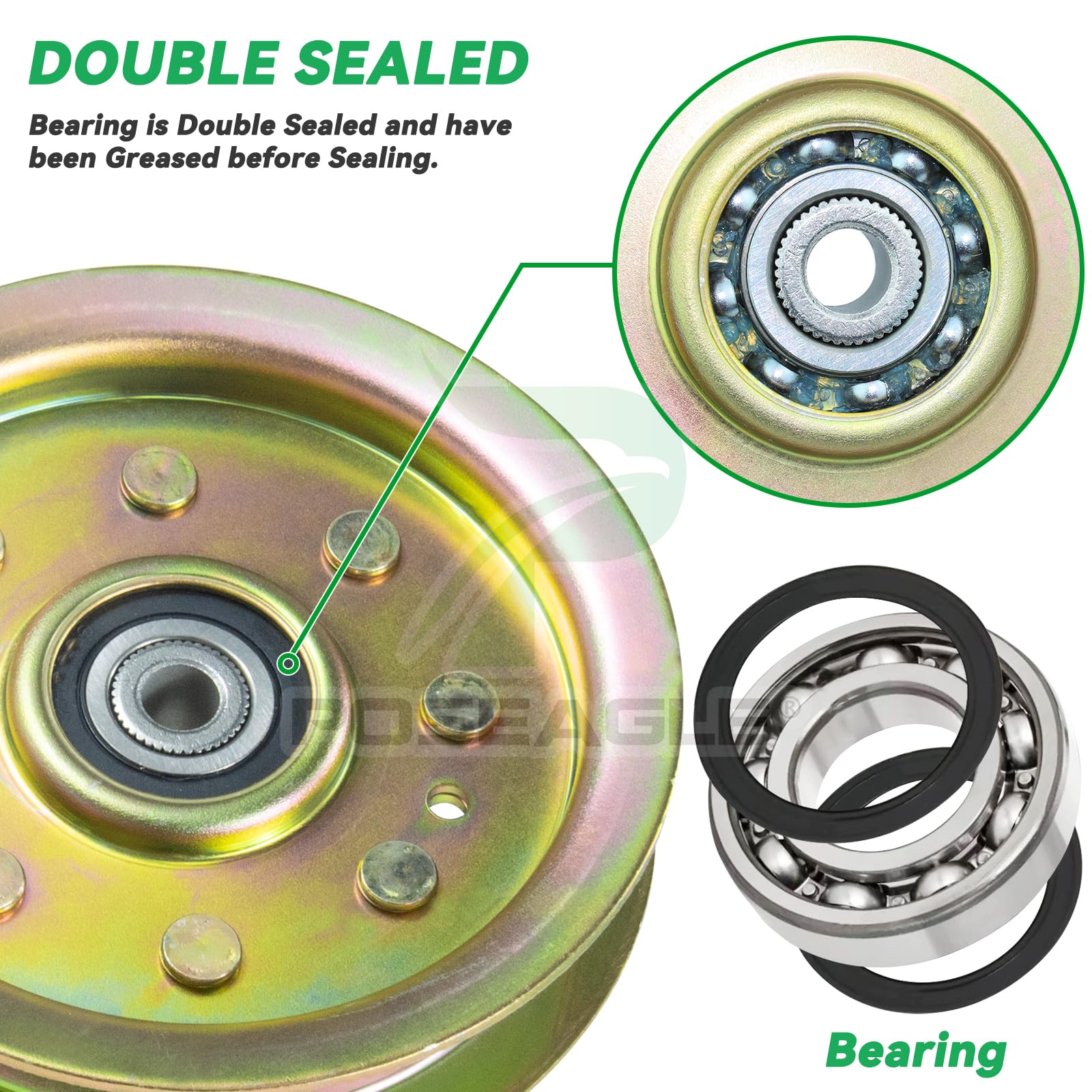 POSEAGLE Idler Pulley 4.25 inch with yellow finish