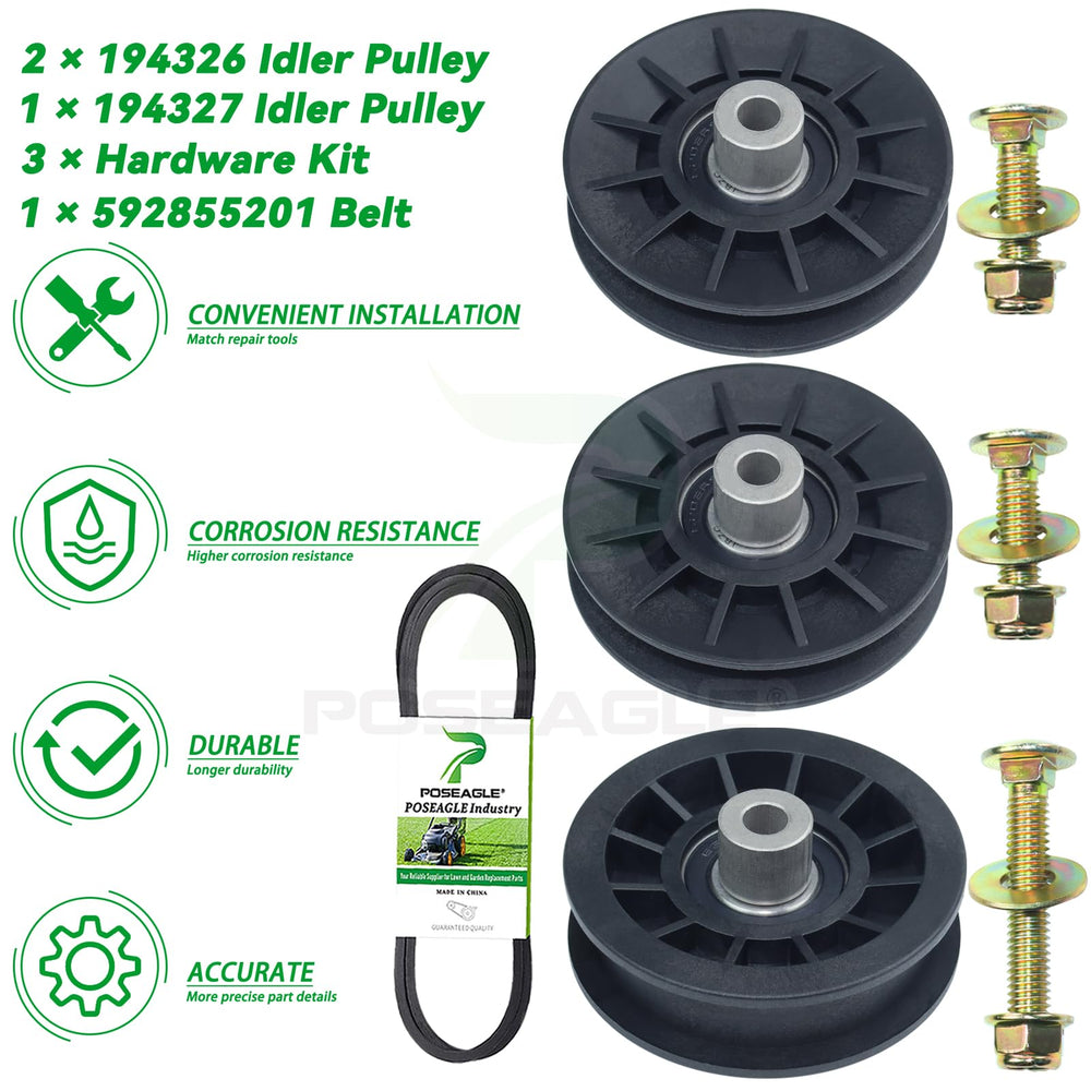 POSEAGLE Idler Pulley and Drive Belt Set overview