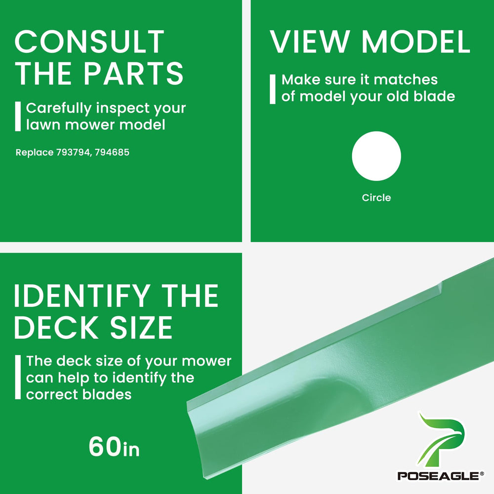 POSEAGLE lawn mower blades in use on a green lawn