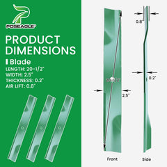 POSEAGLE mower blades package dimensions 43.7 x 42.2 x 7.7 cm