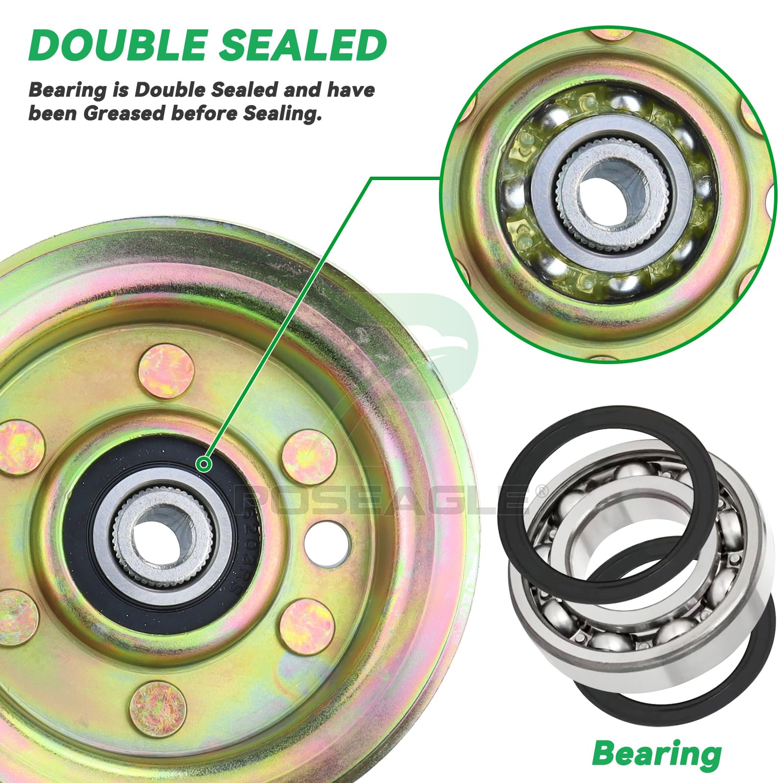 POSEAGLE pulleys on a lawn mower